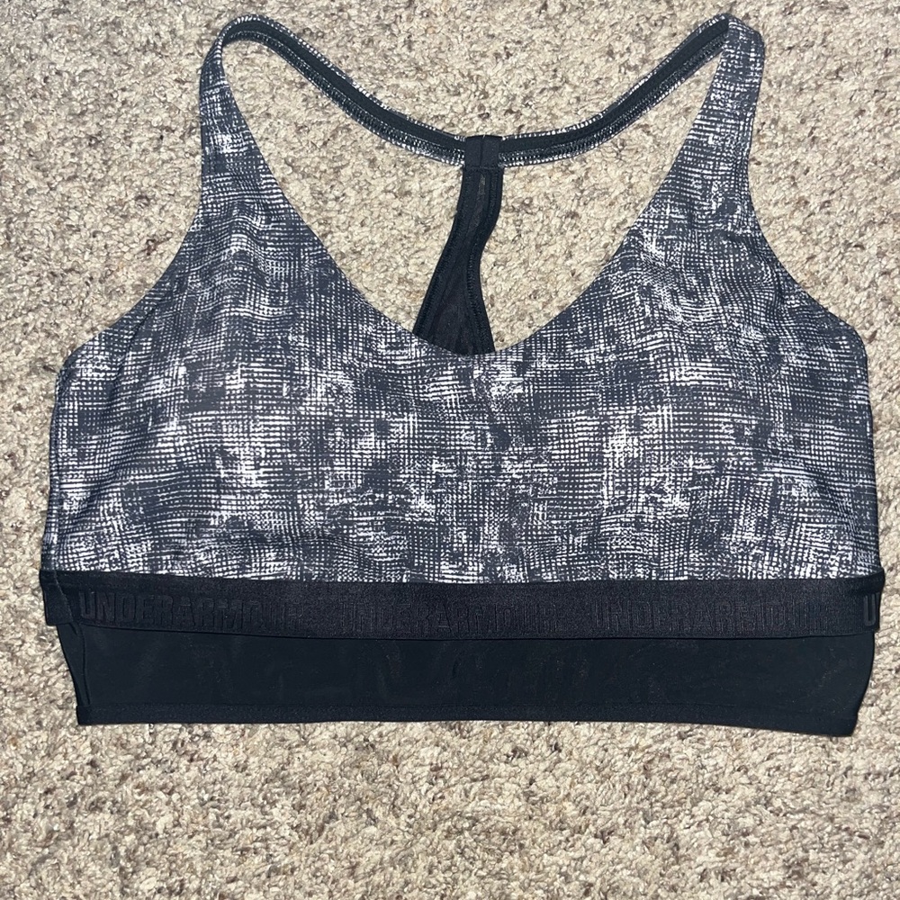 Women’s Under Armour Black and Gray Patterned Sports Bra